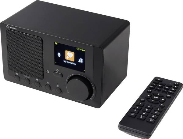 Renkforce RF-IR-MONO2 RF-7191140 internetové stolní rádio, internetové, Bluetooth, internet, DLNA, vč. dálkového ovládání, s DLNA, funkce alarmu, Černá