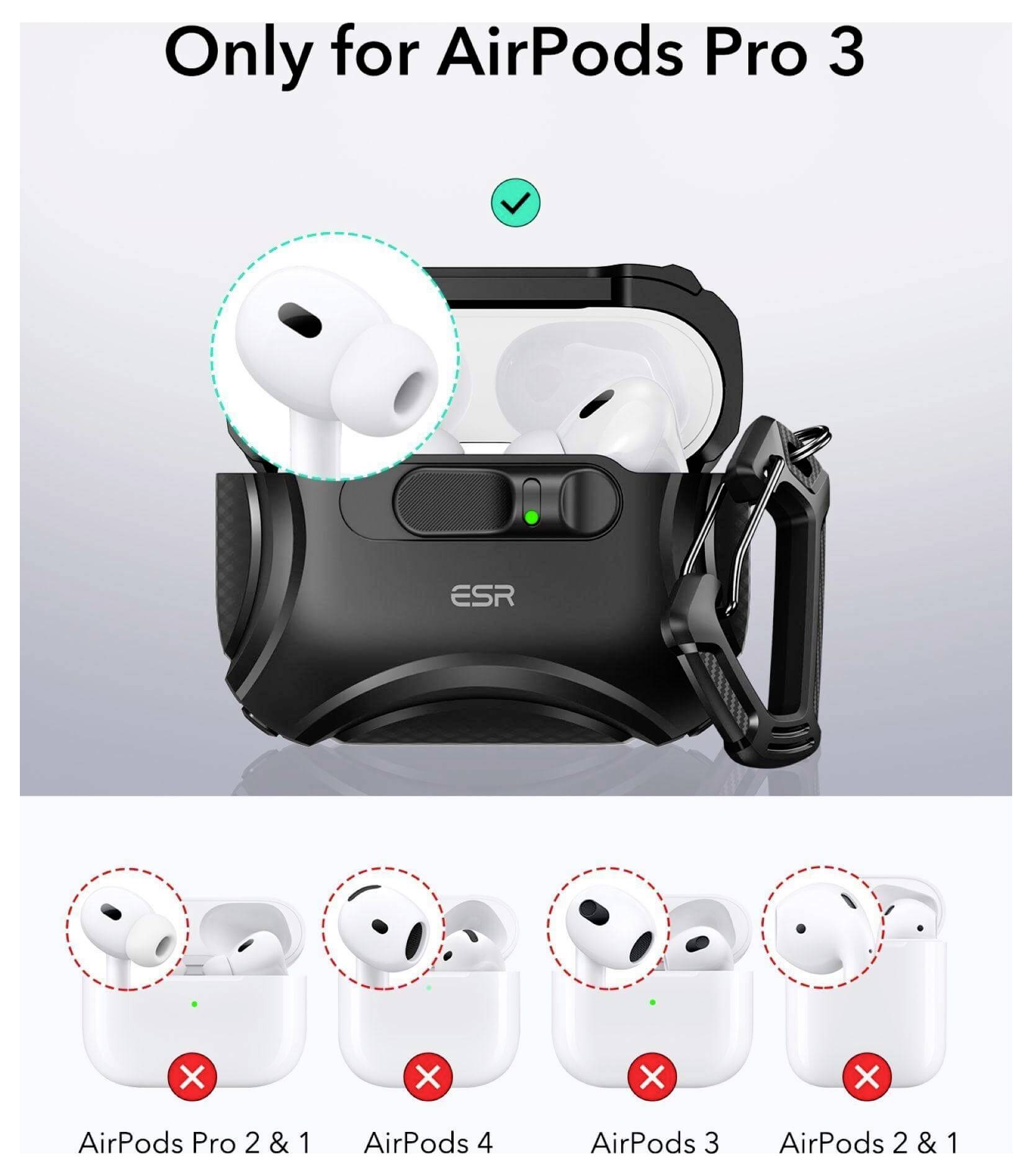 ESR Cyber FlickLock HaloLock Ochranné nabíjecí pouzdro Vhodné pro (sluchátka):sluchátka in-ear černá-2