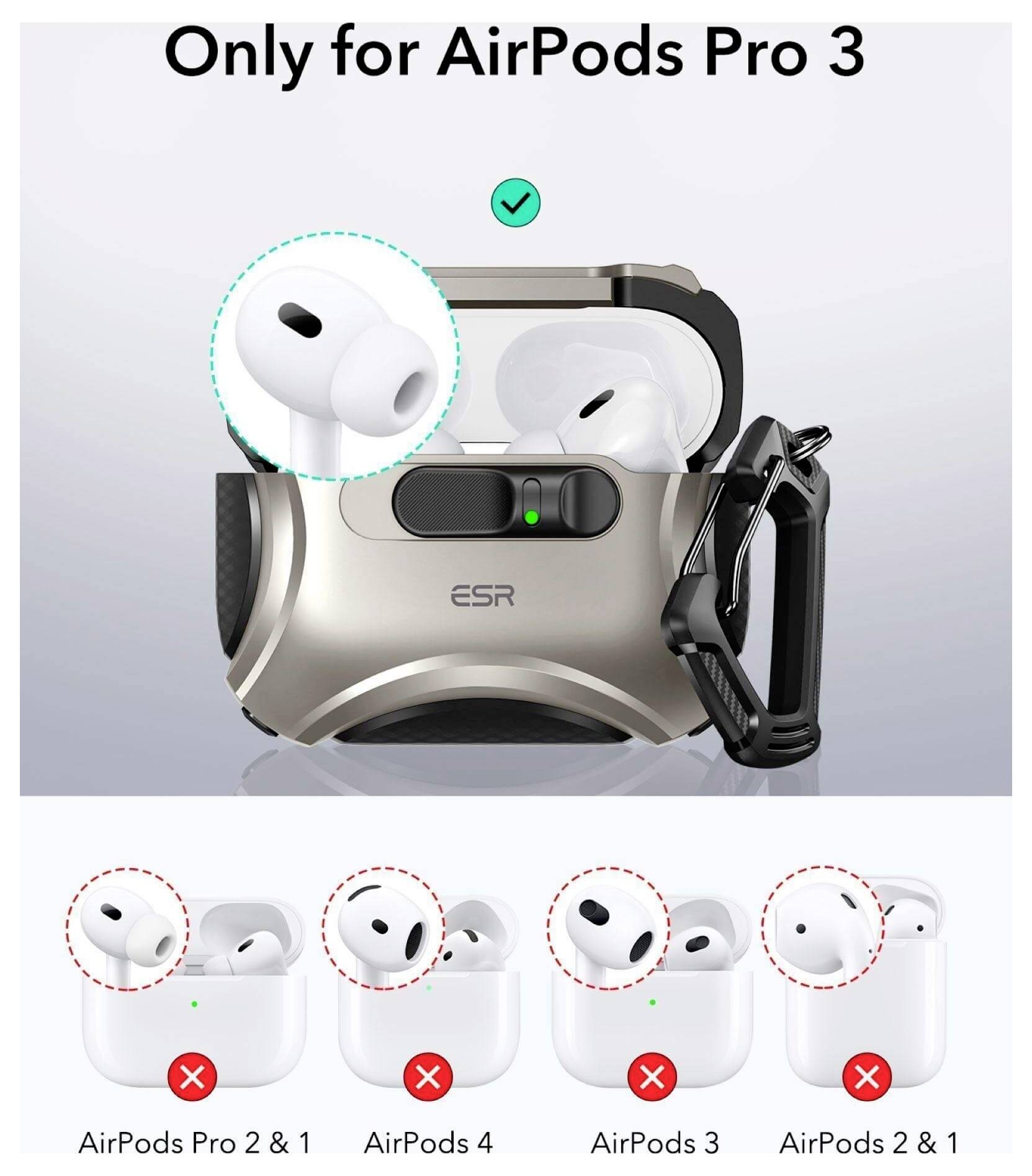 ESR Cyber FlickLock HaloLock Ochranné nabíjecí pouzdro Vhodné pro (sluchátka):sluchátka in-ear titan-1