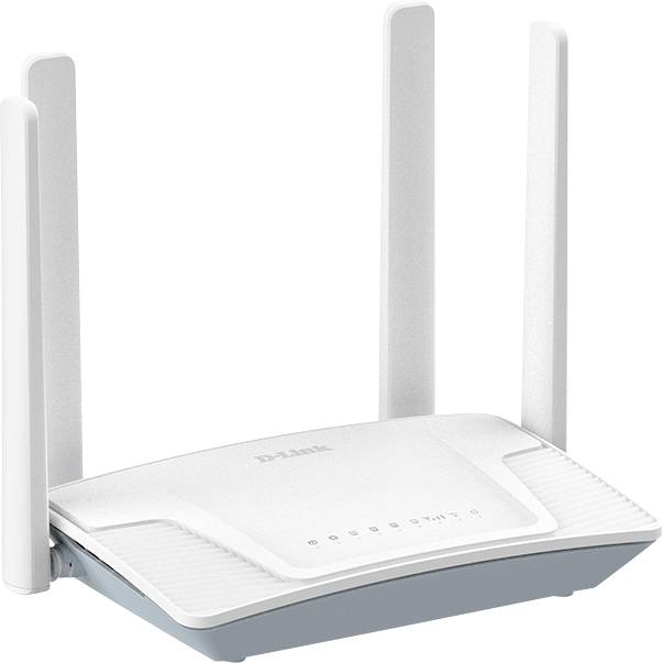 Bílý bezdrátový router se čtyřmi anténami, zobrazující indikátor LED na přední панeli, používaný pro připojení k internetu.