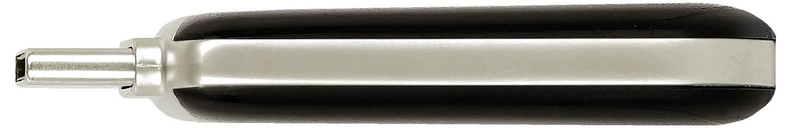 Detailní snímek adaptéru pro audio jack o průměru 1/4 palce s černou rukojetí a kovovým konektorem.