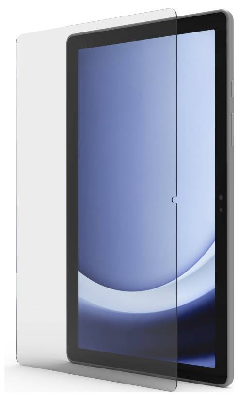 Tablet s částečně aplikovanou průhlednou ochrannou fólií na displej, která ukazuje kombinaci elegantního, moderního designu zařízení a ochrany displeje.