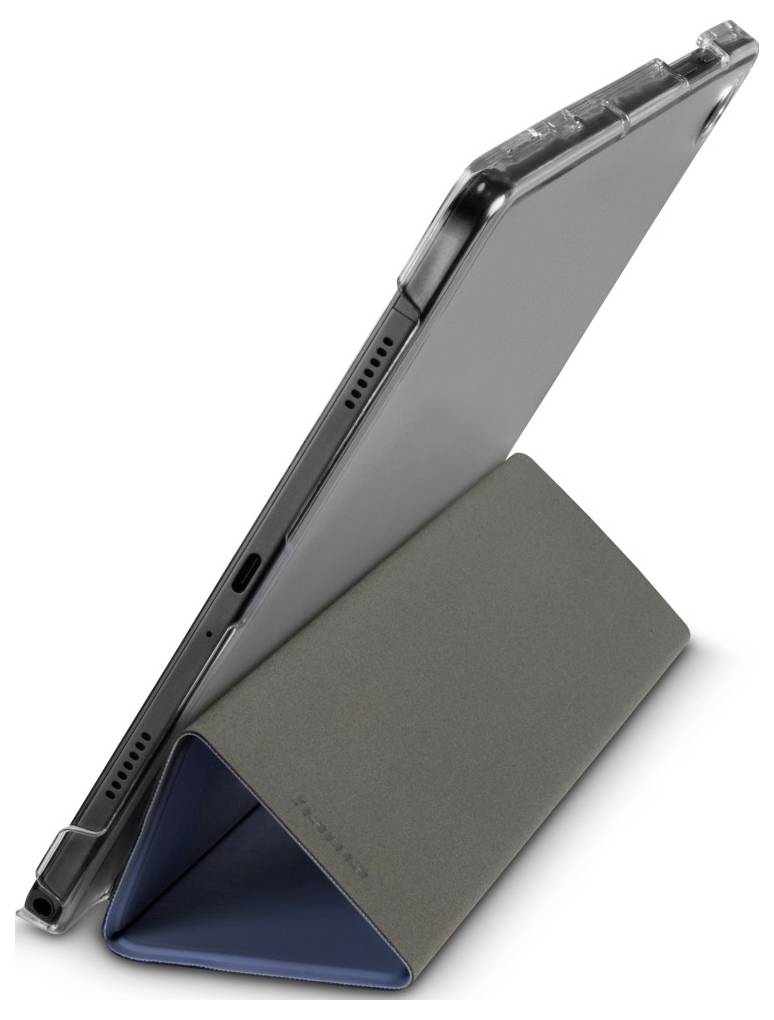 Tenký ochranný kryt se skládacím krytem, který udržuje tablet ve vzpřímené poloze v úhlu.