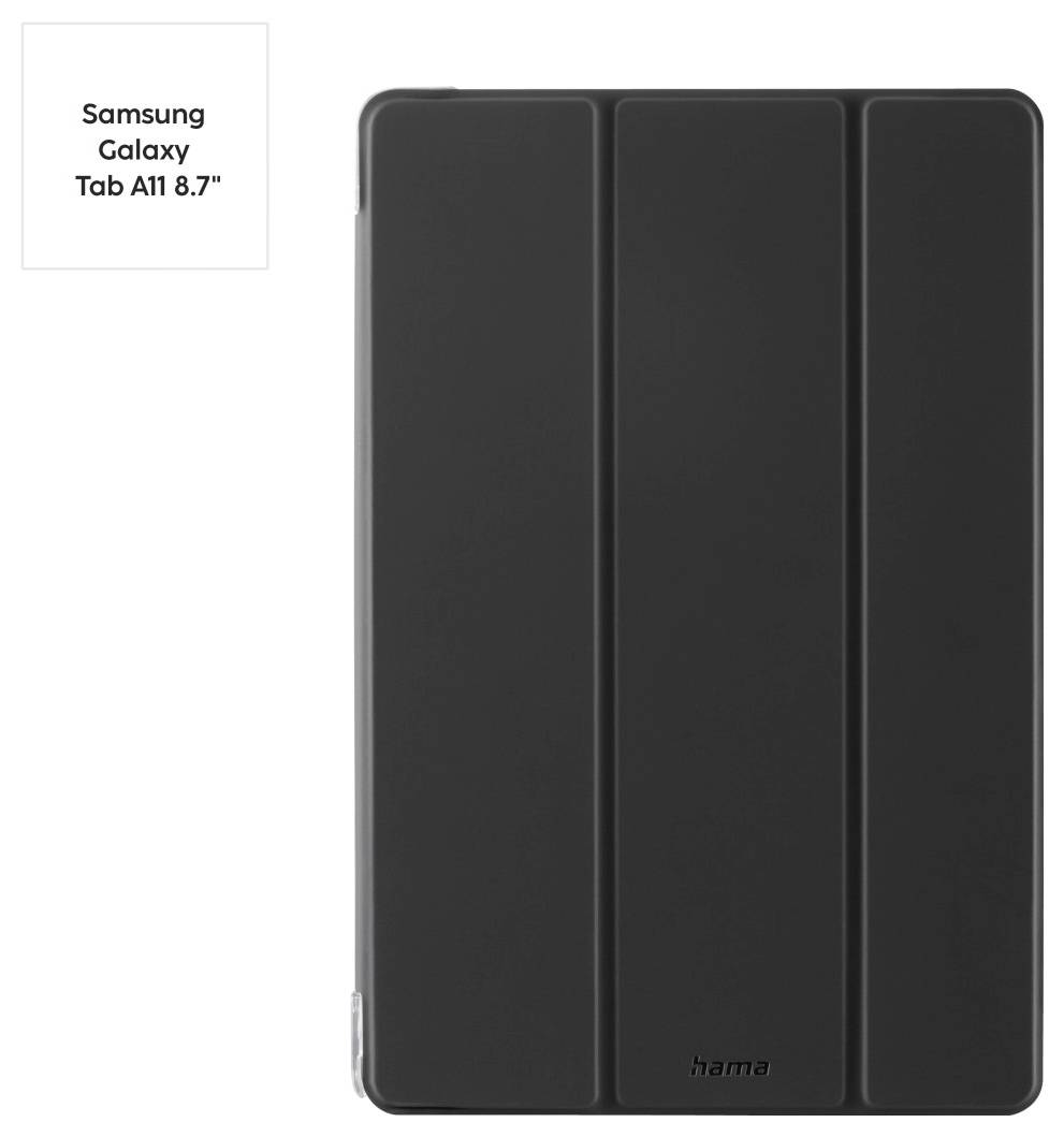 Černý kryt tabletu pro Samsung Galaxy Tab A11 8,7 palců, zavřený a pohled zepředu.