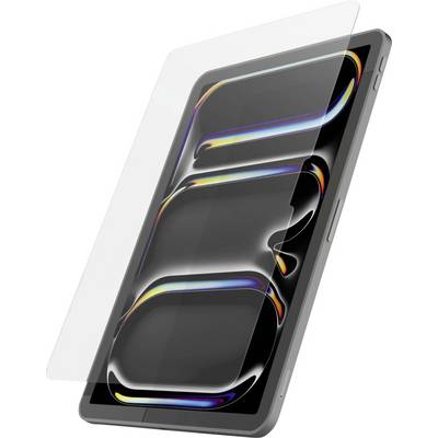 Tablet se částečně průhlednou ochrannou fólií zakrývající jeho povrch, na displeji je zobrazena barevná abstraktní vzorka.