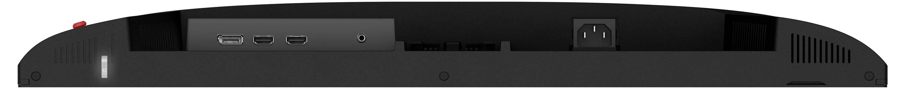 Obrázek ukazuje rozložení portů a tlačítek na zadní straně herní konzole, včetně USB portů a portu Ethernet.