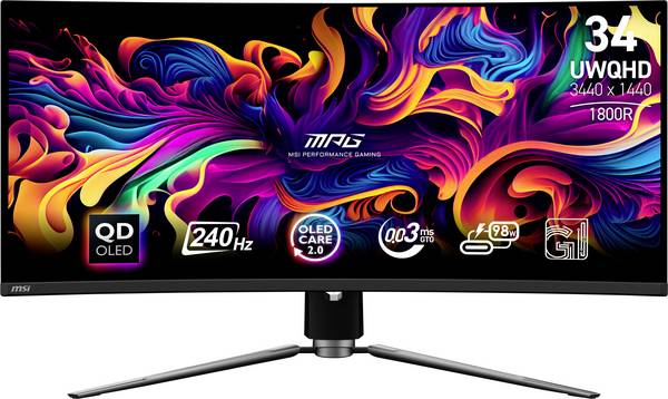 MSI MPG 341CQRDE QD-OLED X36 herní monitor 86.4 cm (34 palec)3440 x 1440 Pixel, 21:9, 0.03 ms, OLED