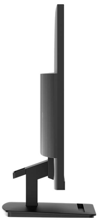 Tenký, černý počítačový monitor pohledaný ze strany, zobrazující minimalistický design zaměřený na tenké rámečky a pevný podstavec.