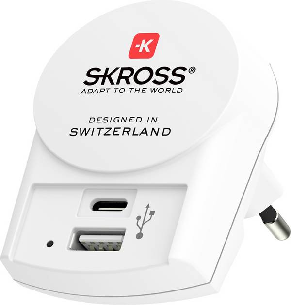 Skross 1.302524 cestovní adaptér  SKROSS - Pro USB AC30PD White Retail inkl- EU 30W