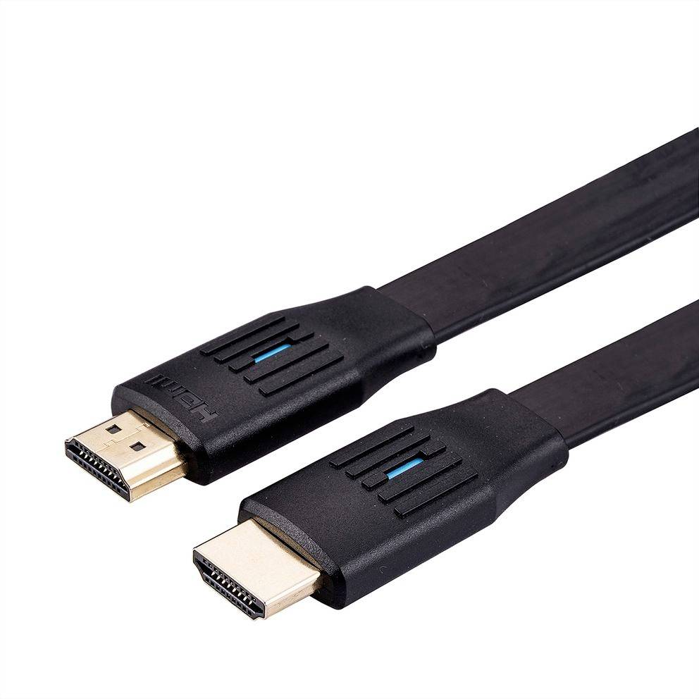 'Dva černé kabely DisplayPort s konektory.'