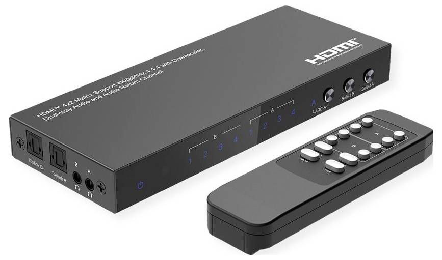 Value 4x2 porty HDMI matrix přepínač s dálkovým ovládáním-0