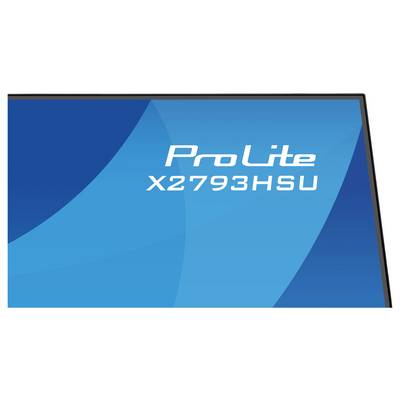 Část monitoru s textem "ProLite X2793HSU" na modrém pozadí.