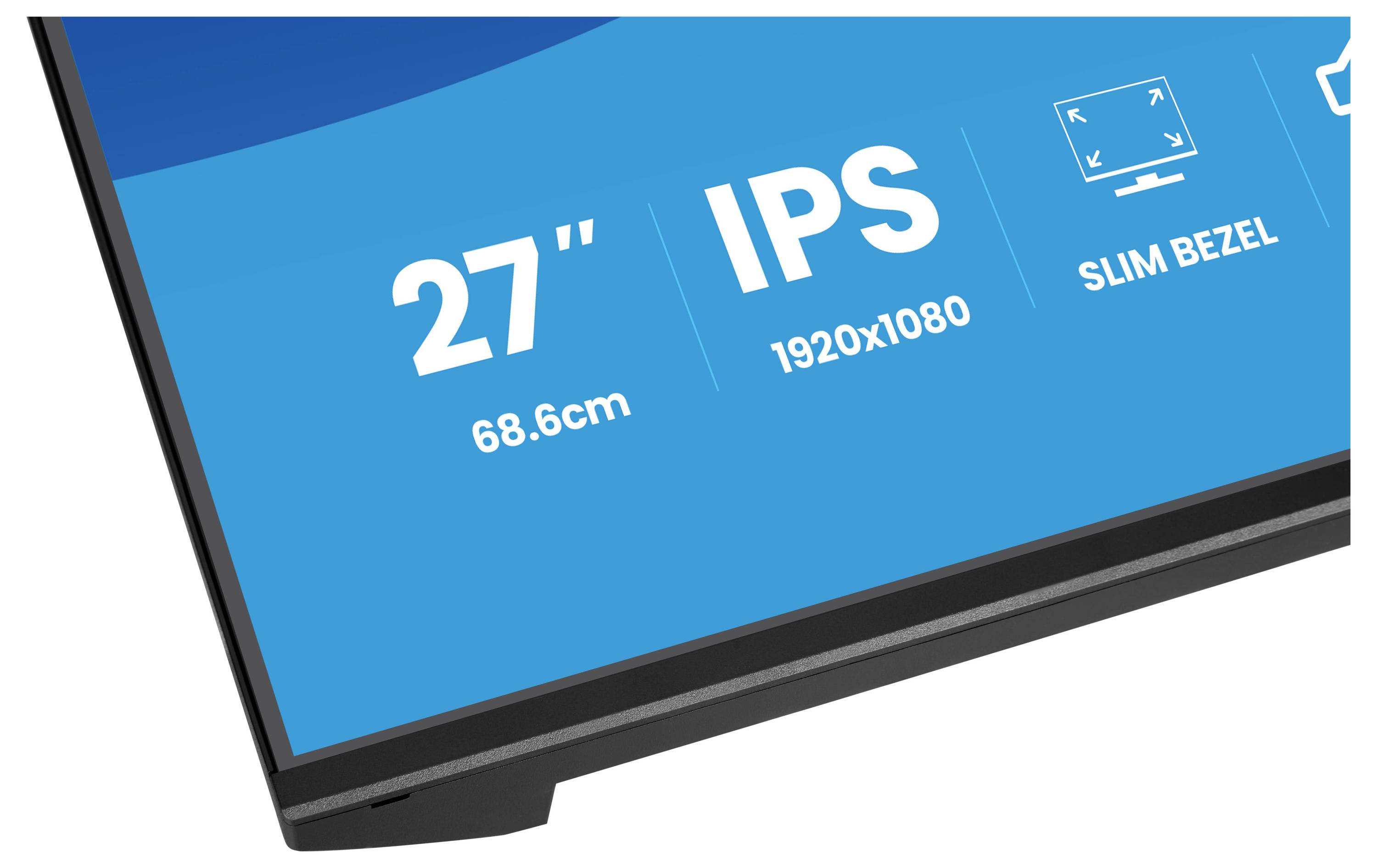 27" monitor s IPS displejem, rozlišením 1920x1080, tenký design rámečku.