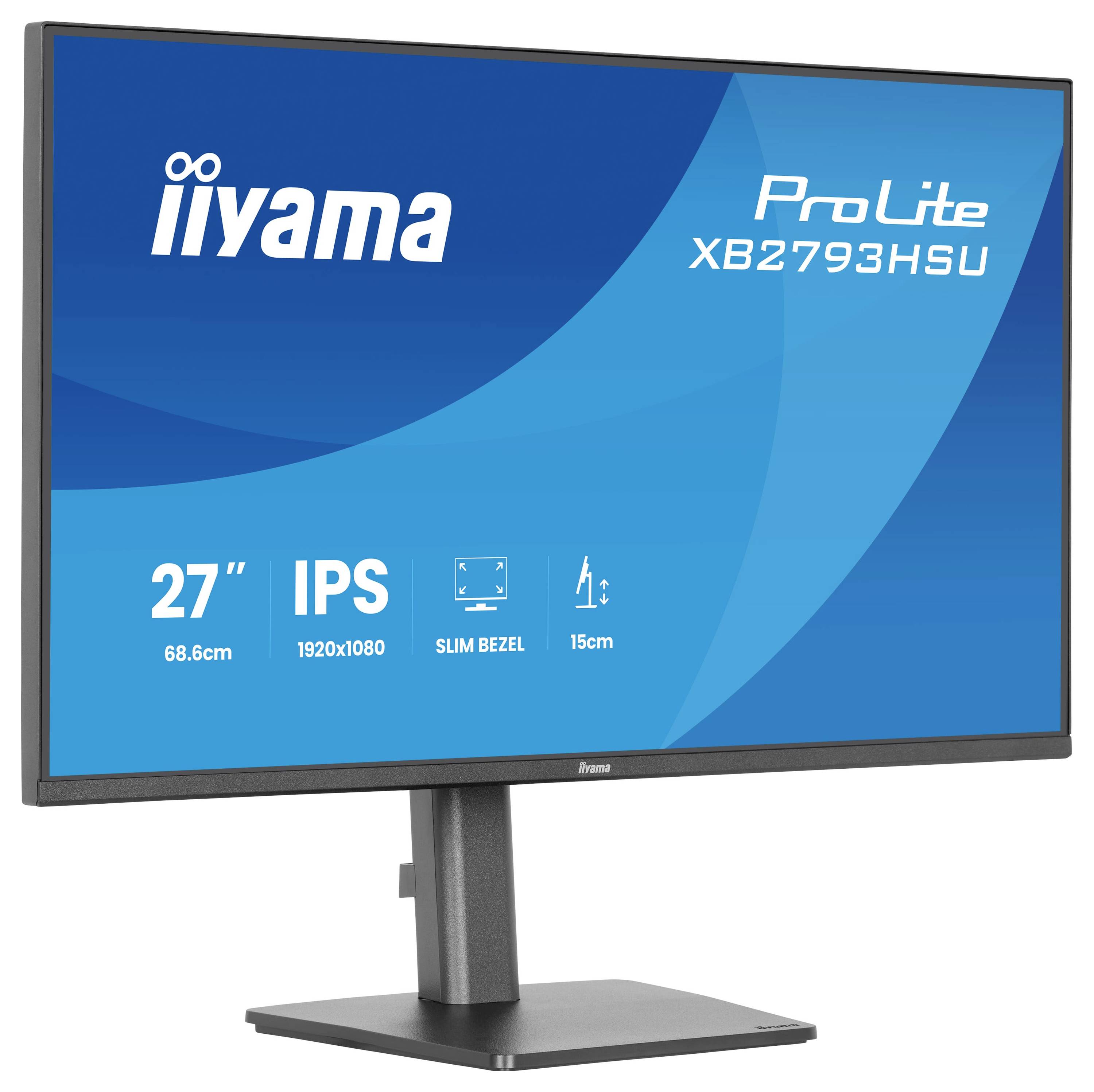 Monitor „ProLite XB2793HSU" od značky iiyama se vyznačuje 27palcovým displejem, rozlišením 1920x1080, IPS panelem, designem s tenkým rámečkem a nastavitelnou výškou.
