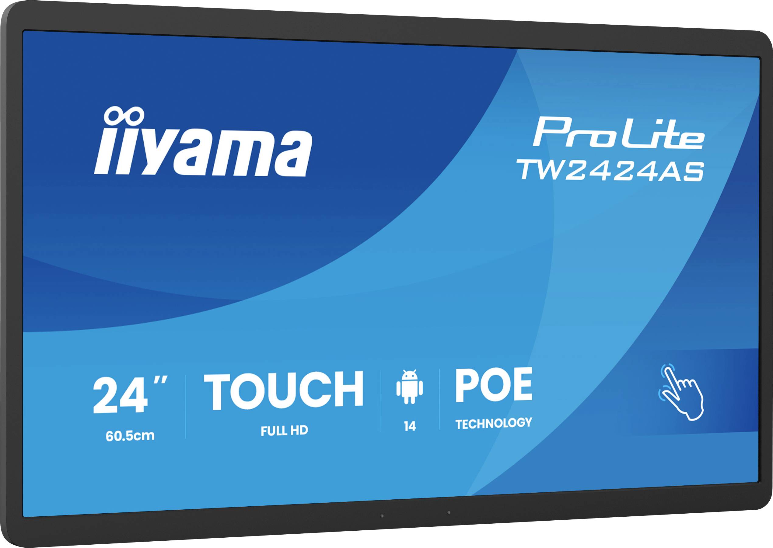 iiyama ProLite TW2424AS obrazovka displeje. Funkce: 24palcová, dotykové ovládání, Full HD, Android 14 a technologie POE.