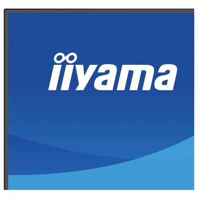'Modré logo iiyama s bílými malými písmeny a stylizovaným symbolem nekonečna nad prvním písmenem i.'