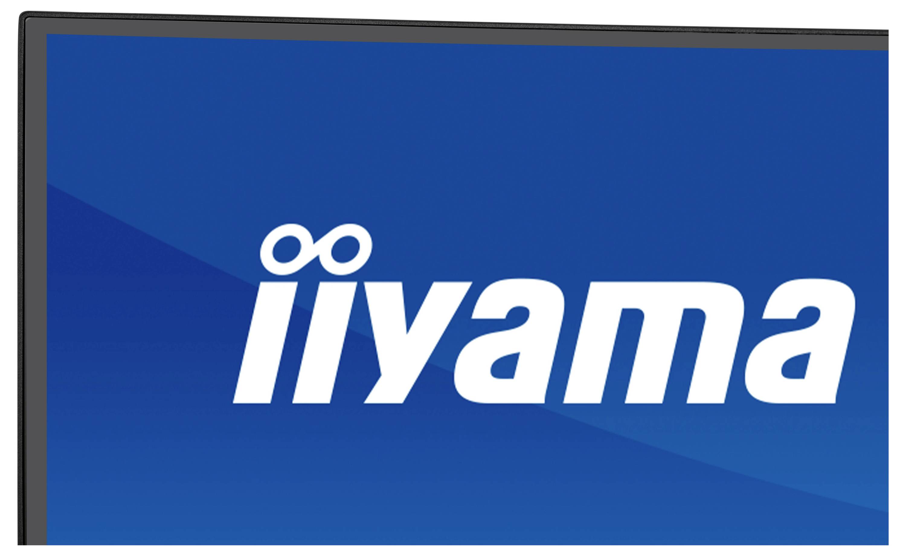 Monitor bez rámečku s logem „iiyama" na modrém pozadí.