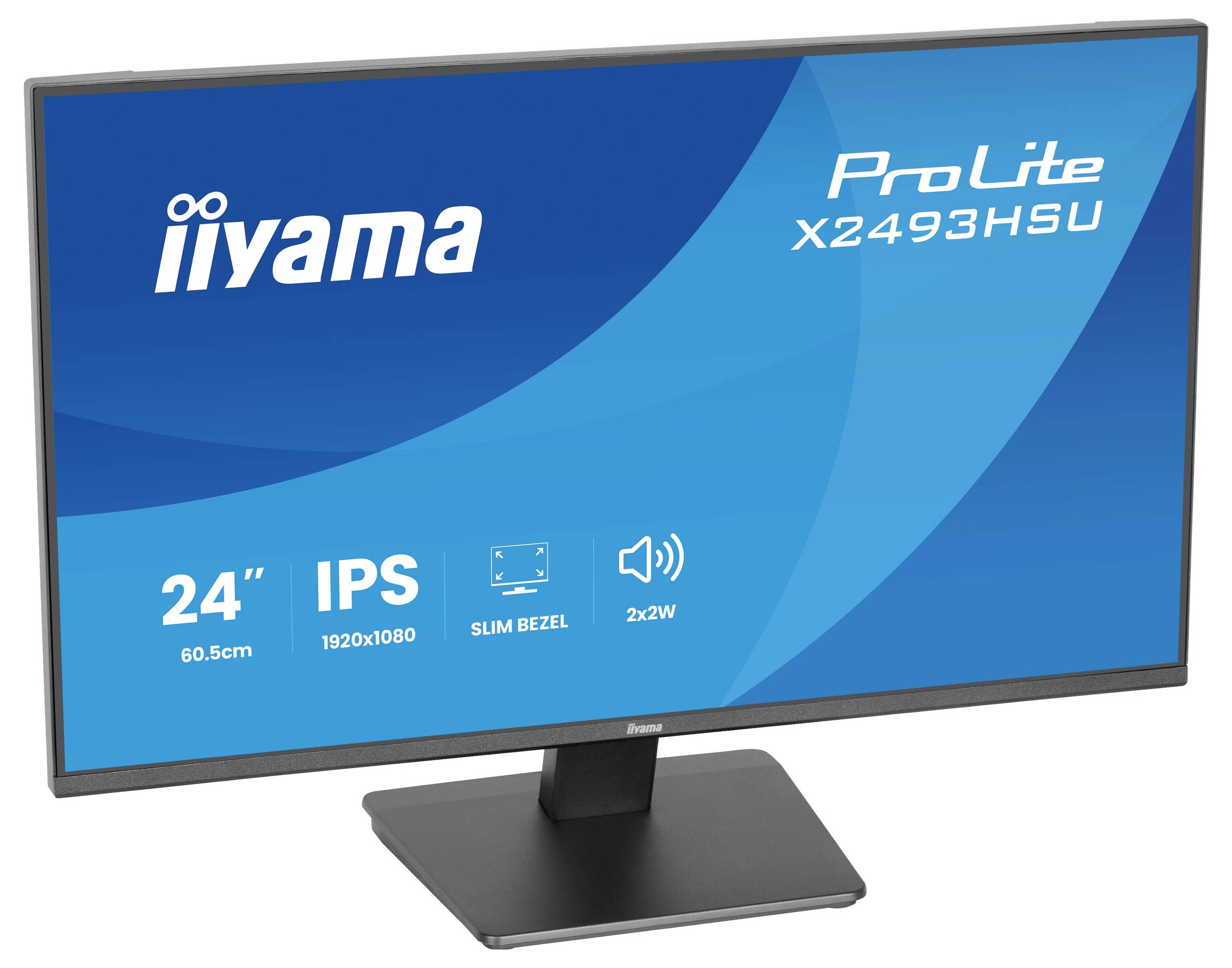 Monitor Iiyama ProLite X2493HSU, 24palcový IPS displej, rozlišení 1920x1080, tenký rámeček, 2x2W reproduktory.
