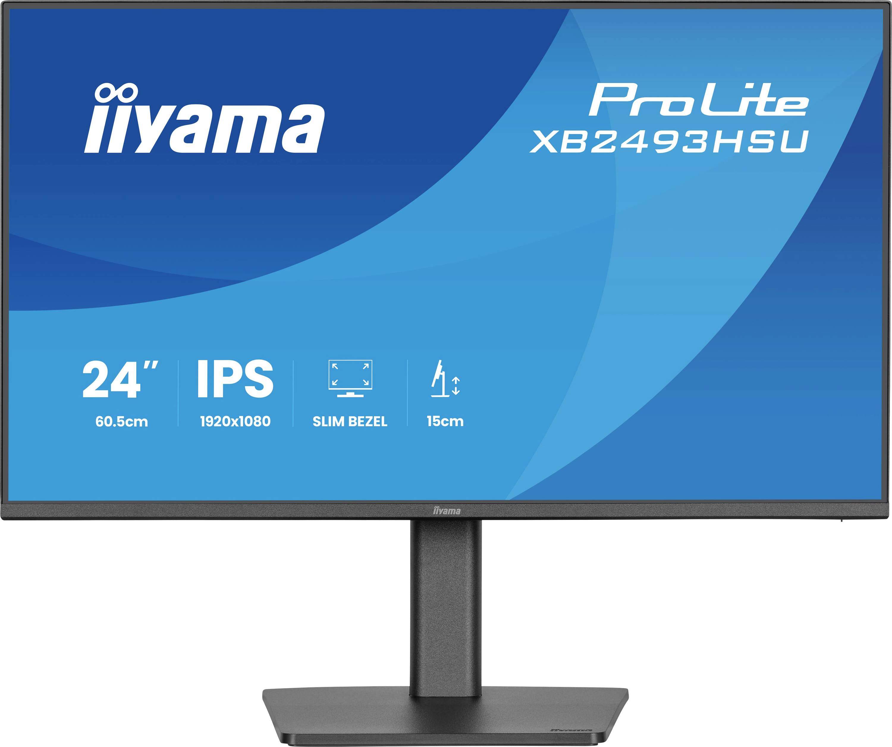 ProLite XB2493HSU, 24palcový monitor od společnosti iiyama, vykazuje technologii IPS, rozlišení 1920x1080 a design s úzkým rámečkem.