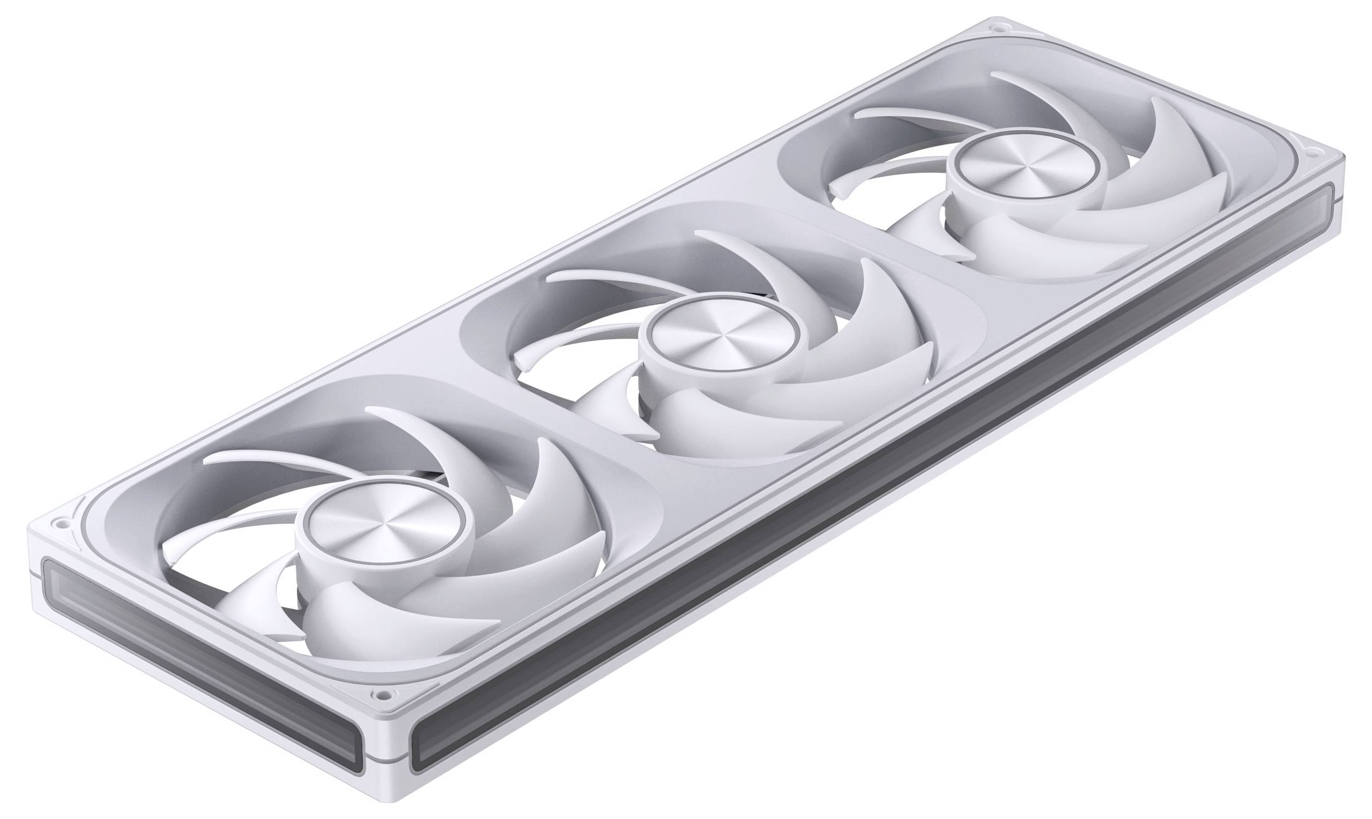 Chladicí ventilátor do počítače se třemi bílými lopatkami, určený k řízení tepla v počítačových systémech.