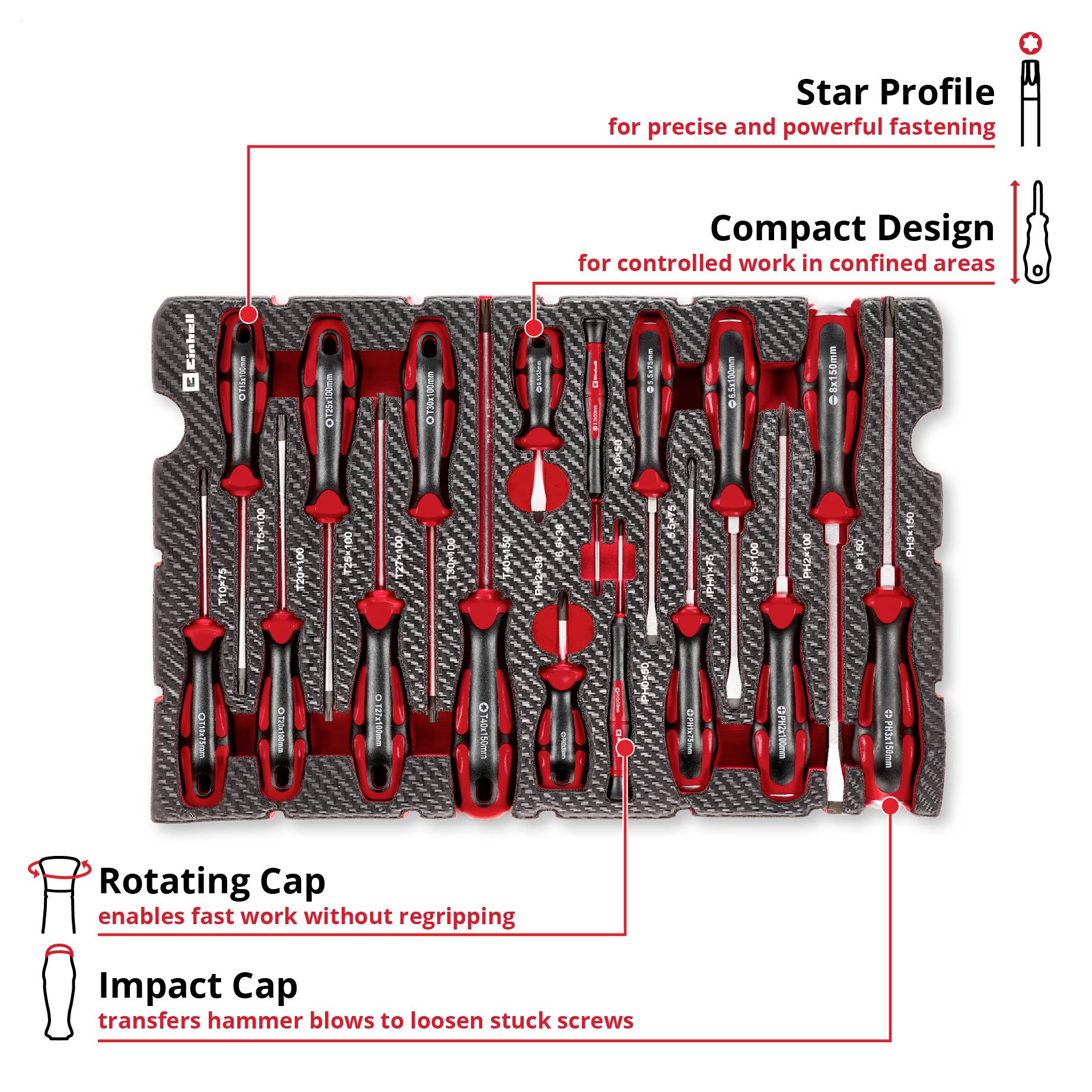 Einhell Schraubendreher-Set 17-tlg. Einleger Pad, 370525 vložka, 17dílná-3