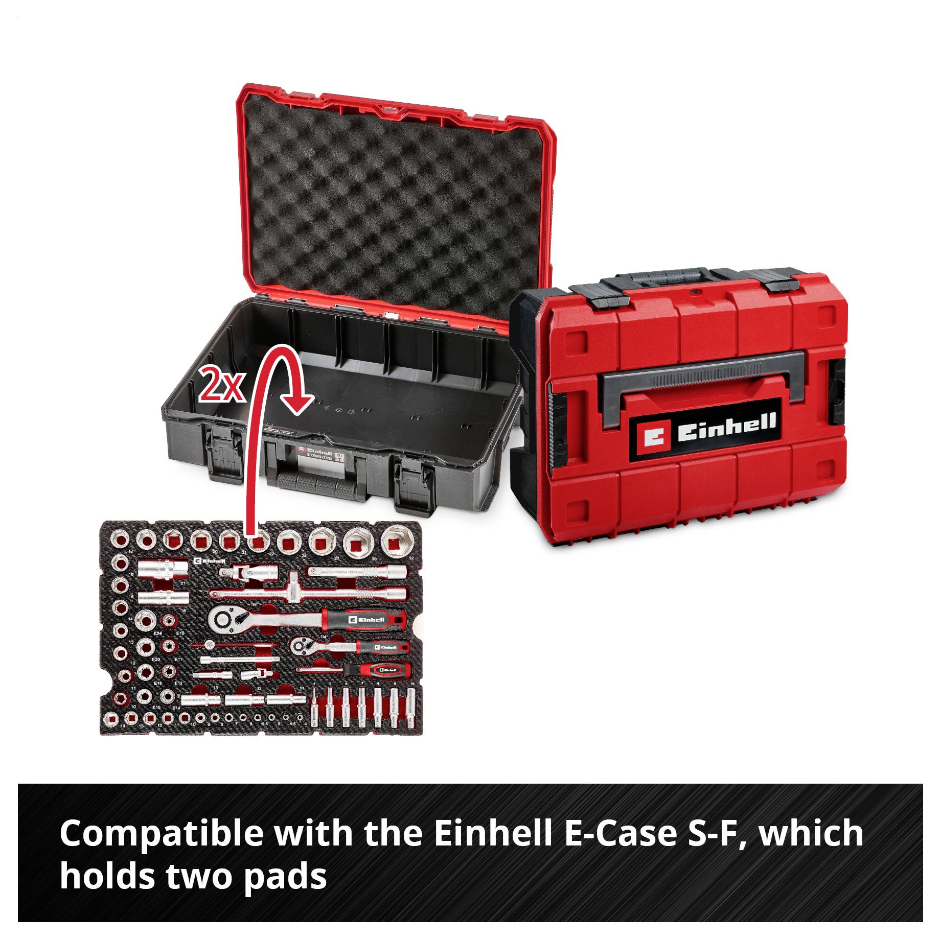 Einhell Stecknuss & Ratschen-Set 60-tlg. Einleger Pad, 370520 vložka, 60dílná-2