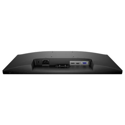 Obrázek ukazuje zadní stranu monitoru s porty napájení, HDMI, DisplayPort a VGA viditelných v zapuštěné oblasti.