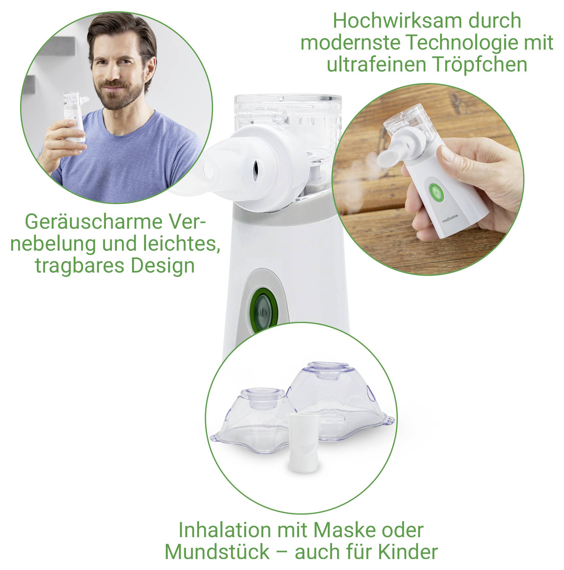 Medisana IN 515 tragbarer Ultraschallvernebler inhalátor s náustkem, s ultrazvukem, s inhalační maskou-2
