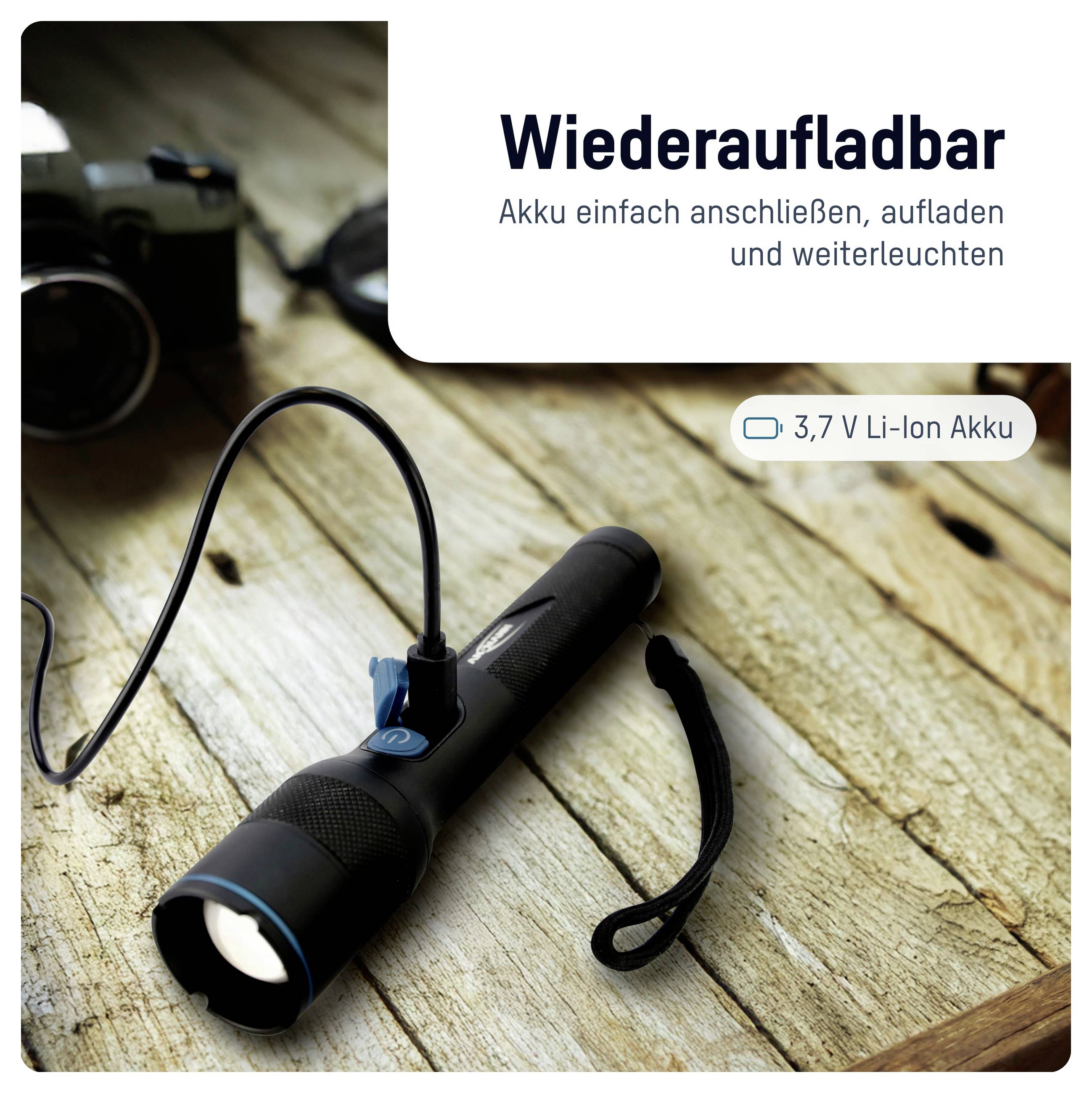 Ansmann LED Taschenlampe Adventure TA1800RF wiederaufladbar 1600-0763 SMD LED kapesní svítilna velký dosah napájeno akum-2