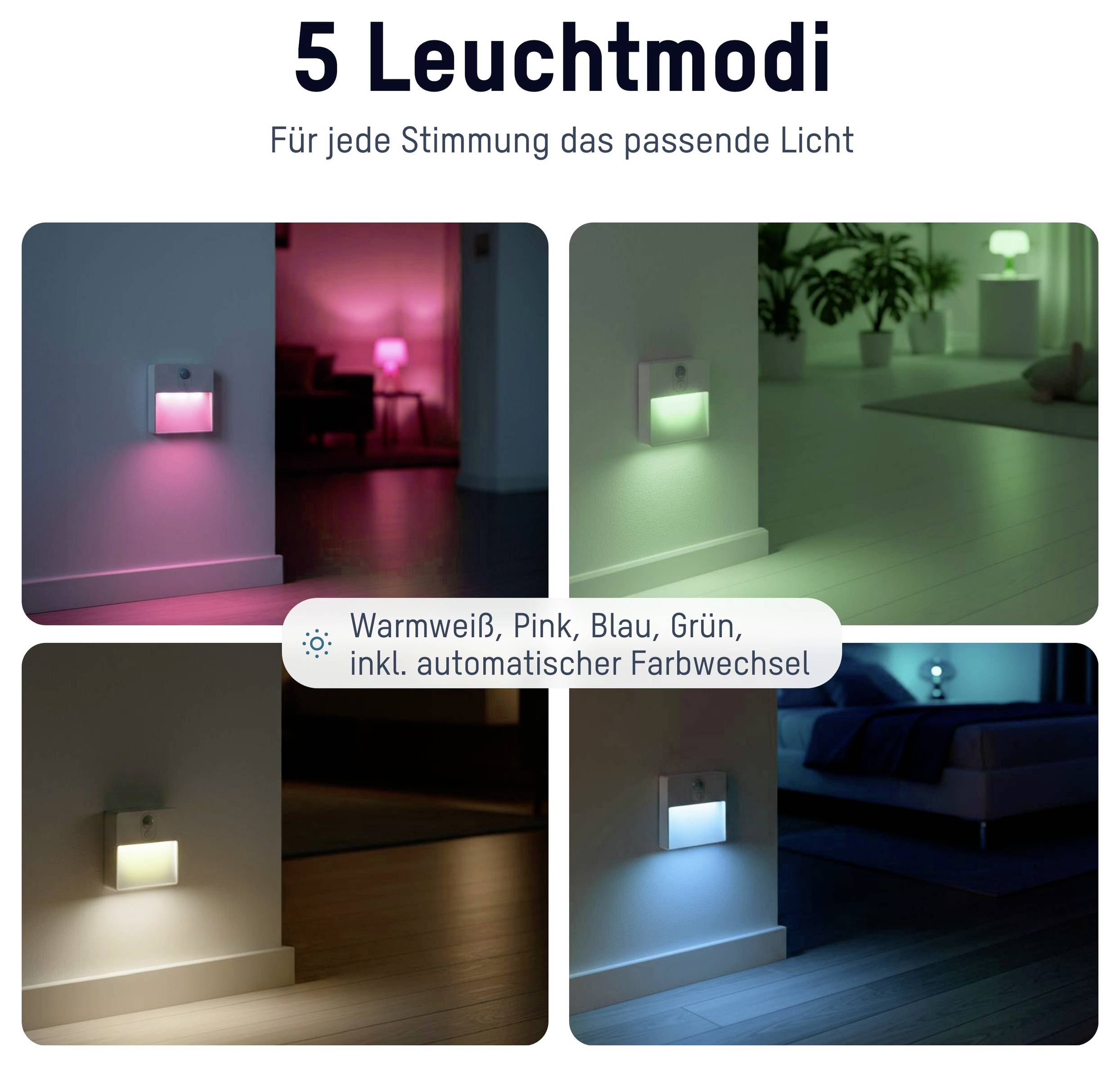 Ansmann Sensor-Nachtlicht NL5R wiederaufladbar 1600-0481 noční světlo s pohybovým senzorem kulatý LED teplá bílá bílá-8