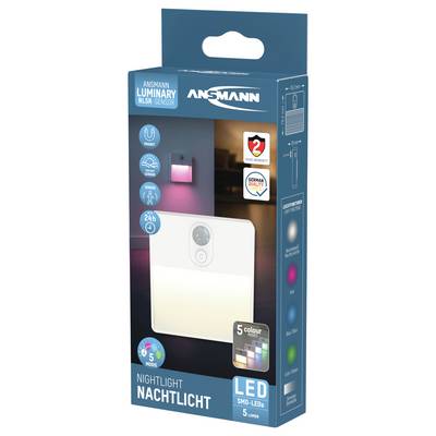 Ansmann Sensor-Nachtlicht NL5R wiederaufladbar 1600-0481 noční světlo s pohybovým senzorem kulatý LED teplá bílá bílá-11
