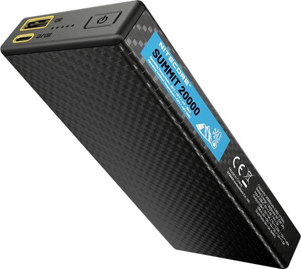 NiteCore SUMMIT powerbanka Li-Ion, 20000 mAh, Quick Charge, šedá, Možnost současného nabíjení a vybíjení, Indikátor stavu