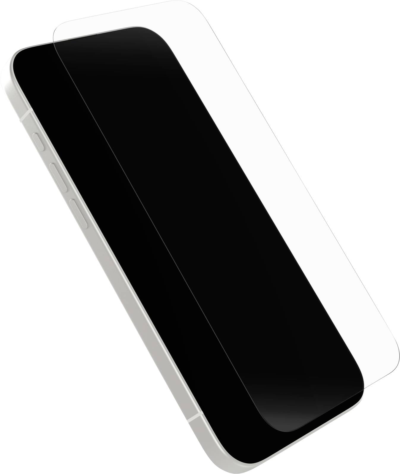 Smartphone s ochranným sklem na obrazovce, který se aplikuje diagonálně.