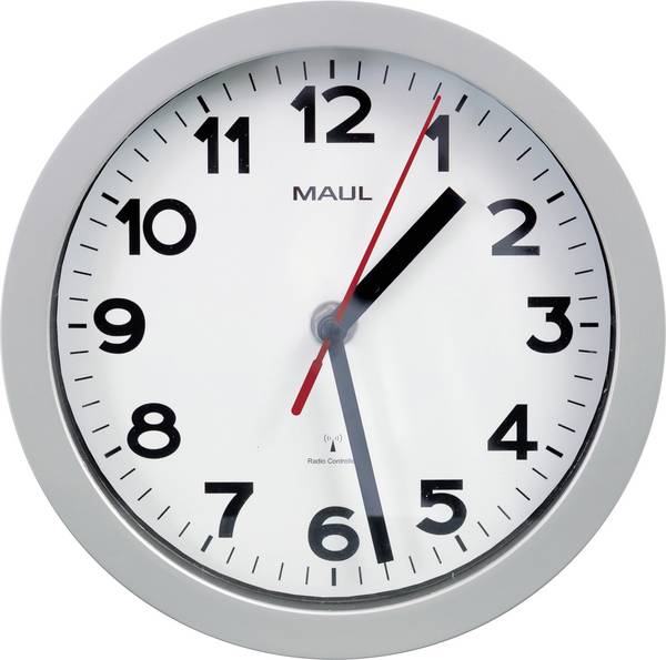 Maul 9052895 DCF rádiové hodiny 20 cm x 20 cm x 200 mm x 44 mm x 44 mm, stříbrná, tiché hodiny (bez tikání)