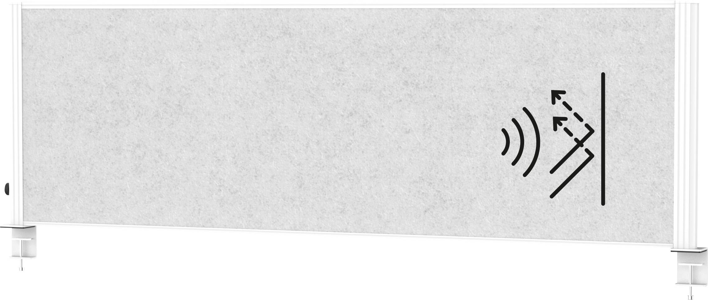 Akustický absorbční panel s symbolem bezdrátové konektivity na bílém pozadí, který naznačuje technologickou funkci integrovanou do designu.