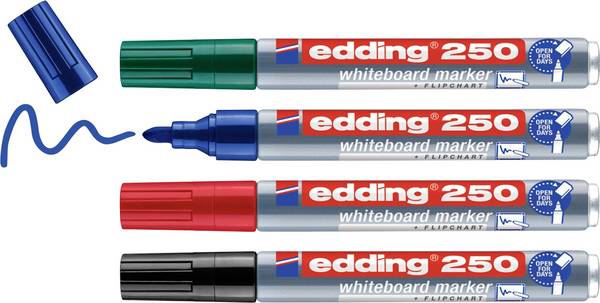 Edding  4-250-4-2 sada popisovačů na bílé tabule  modrá, zelená, červená, černá  4 ks