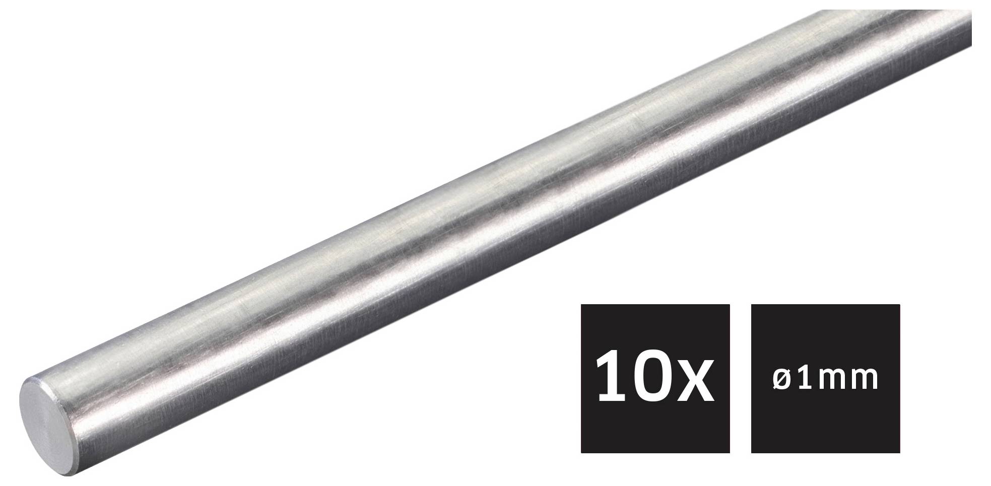 Hliníková tyč, 10x, průměr 1 mm.