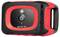 Malé zařízení GPS sledovače v černé a červené barvě s tlačítkem napájení uprostřed, LED indikátory pro GSM, napájení a GPS a značkou "minifinder" na straně.