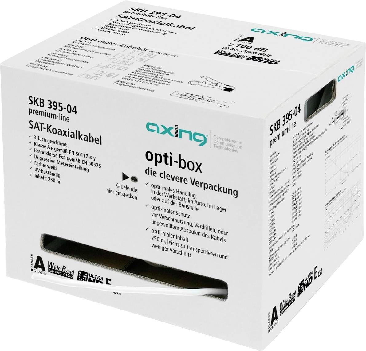 Axing SKB 395-04 koaxiální kabel, vnější Ø: 6.8 mm, 75 Ω, 100 dB, bílá, metrové zboží-0