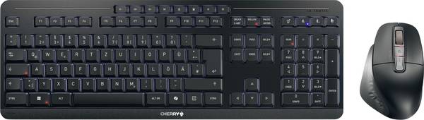 CHERRY STREAM DESKTOP ULTIMATE USB, bezdrátový, Bluetooth® sada klávesnice a myše integrovaný scrollpad německá, QWERTZ černá