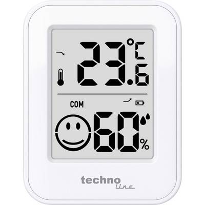 Displej digitálního teploměru-vlhkoměru ukazující 23,6°C a 60% vlhkosti se symboly indikátoru pohodlí.