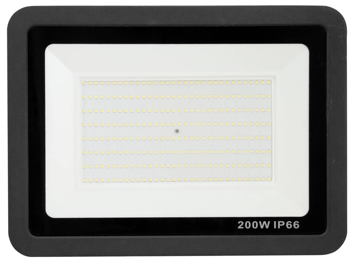 LED reflektor v obdélníkovém rámu s nápisem „200W IP66" psaným v dolním pravém rohu.