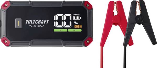 VOLTCRAFT Pomocné startovací zařízení VC-JS-800A, VC-18218600, max. startovací proud 400 A, 1x výstup 12 V, 2x USB konektor, nabíjecí a udržovací stanice, elektronická ochrana, pracovní osvětlení