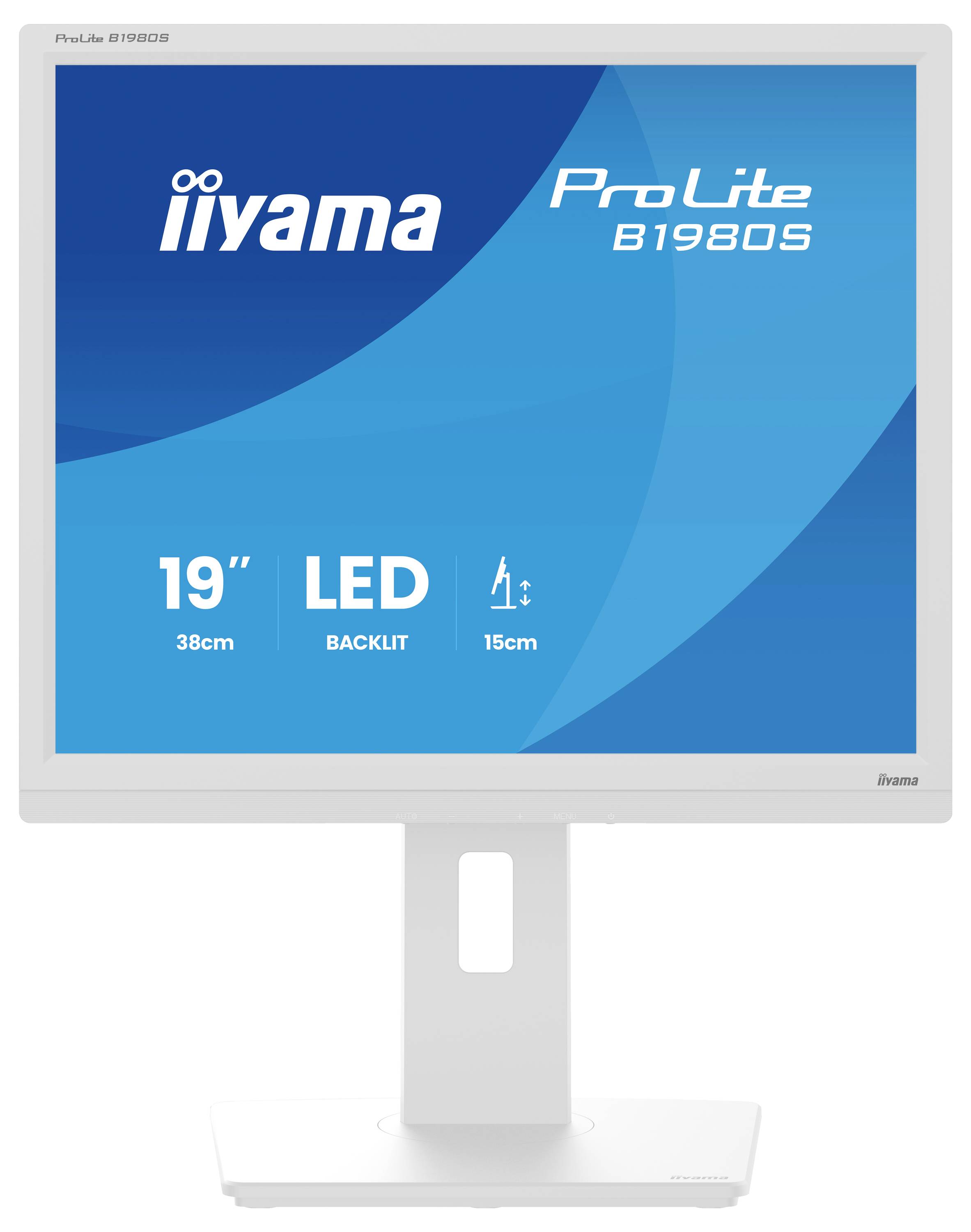 Displej 'Iiyama ProLite B1980S' s 19palcovou LED podsvícenou obrazovkou a ergonomickým stojánem.