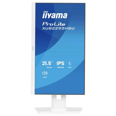 Monitor 'Iiyama ProLite XUB2293HSU' s 21,5palcovým displejem, technologií IPS, rozlišením 1920x1080, nastavením výšky 16 cm a 2x 2W reproduktory.