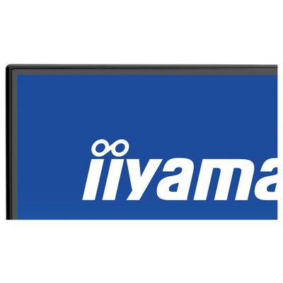 Modrá obrazovka s částí loga "iiyama" v bílé barvě na pravé straně.