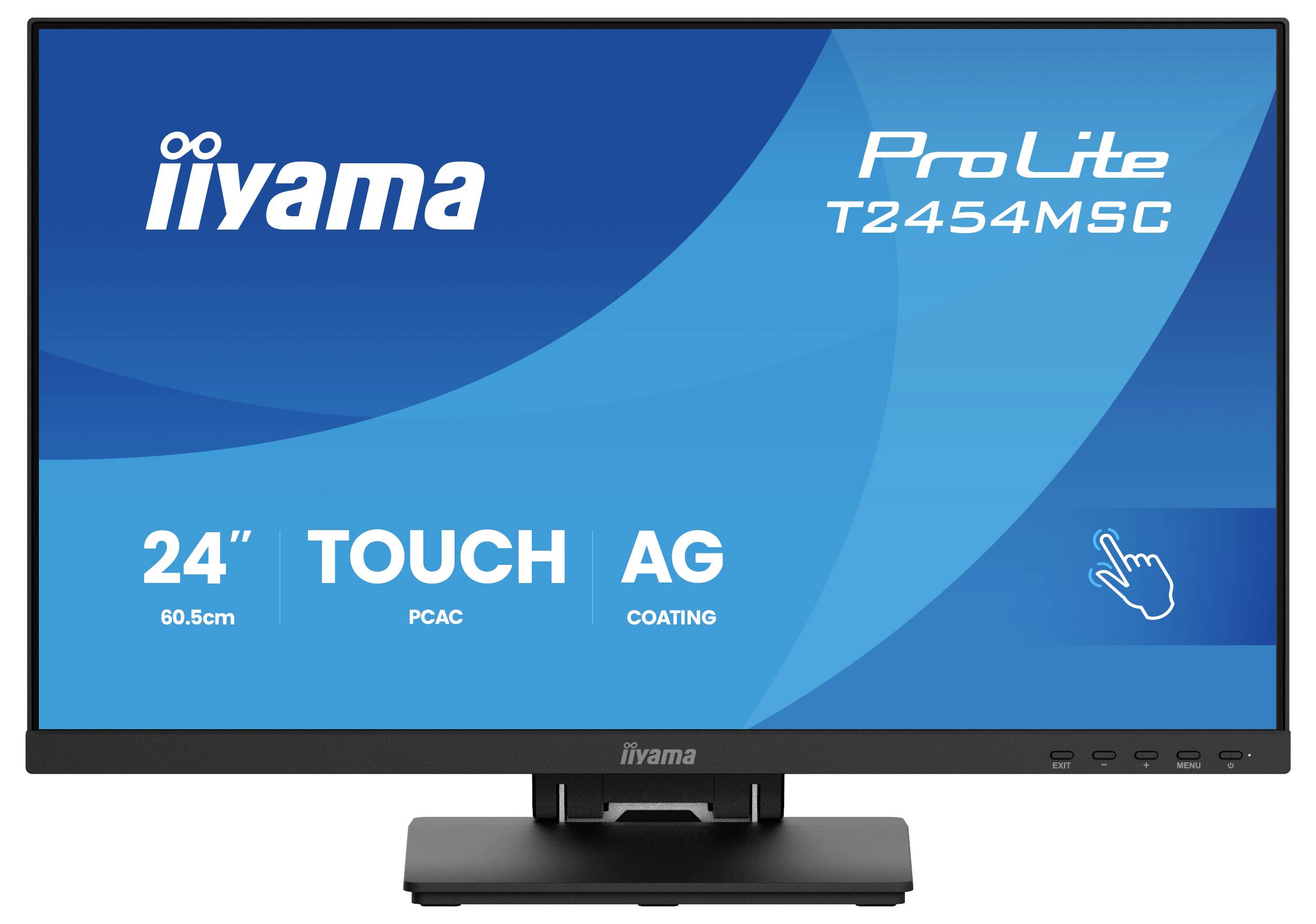Dotykový monitor 'iiyama ProLite T2454MSC', velikost 24 palců, s pokrytím proti lesklosti, černý stojan.
