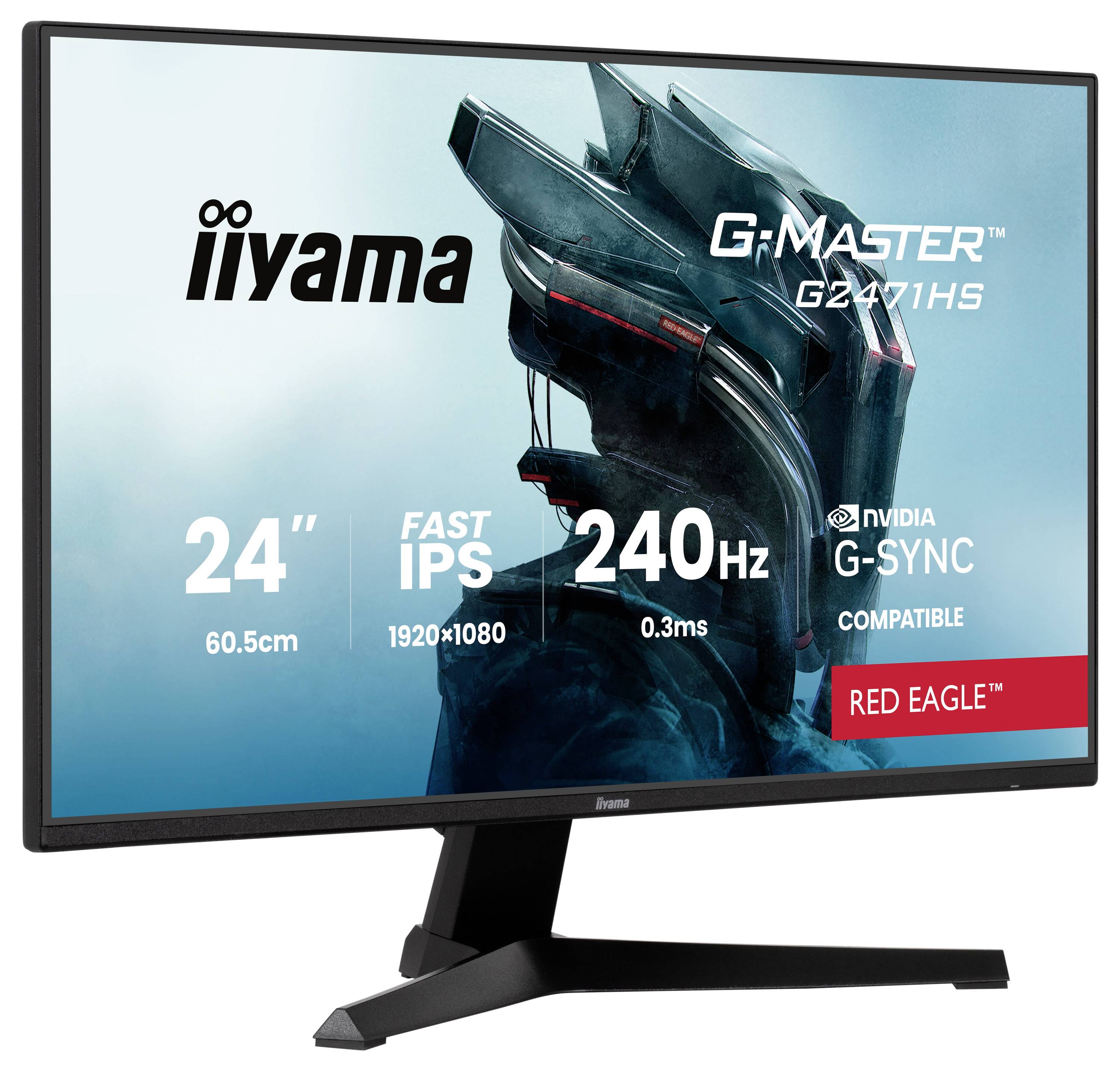 Monitorová jednotka Iiyama G-Master G2471HS, 24 palců, rozlišení 1920x1080, Fast IPS, obnovovací frekvence 240Hz, doba odezvy 0,3ms, kompatibilní s NVIDIA G-SYNC.