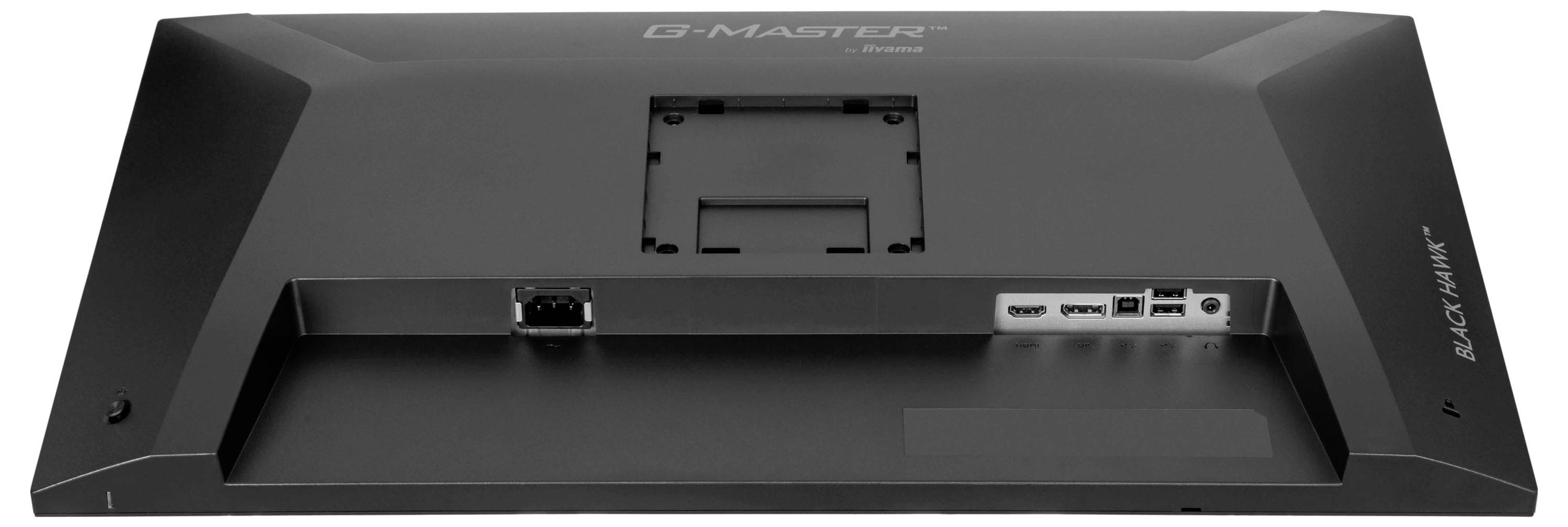 Zadní strana monitoru G-MASTER s porty pro napájení, HDMI, DisplayPort a USB připojení.