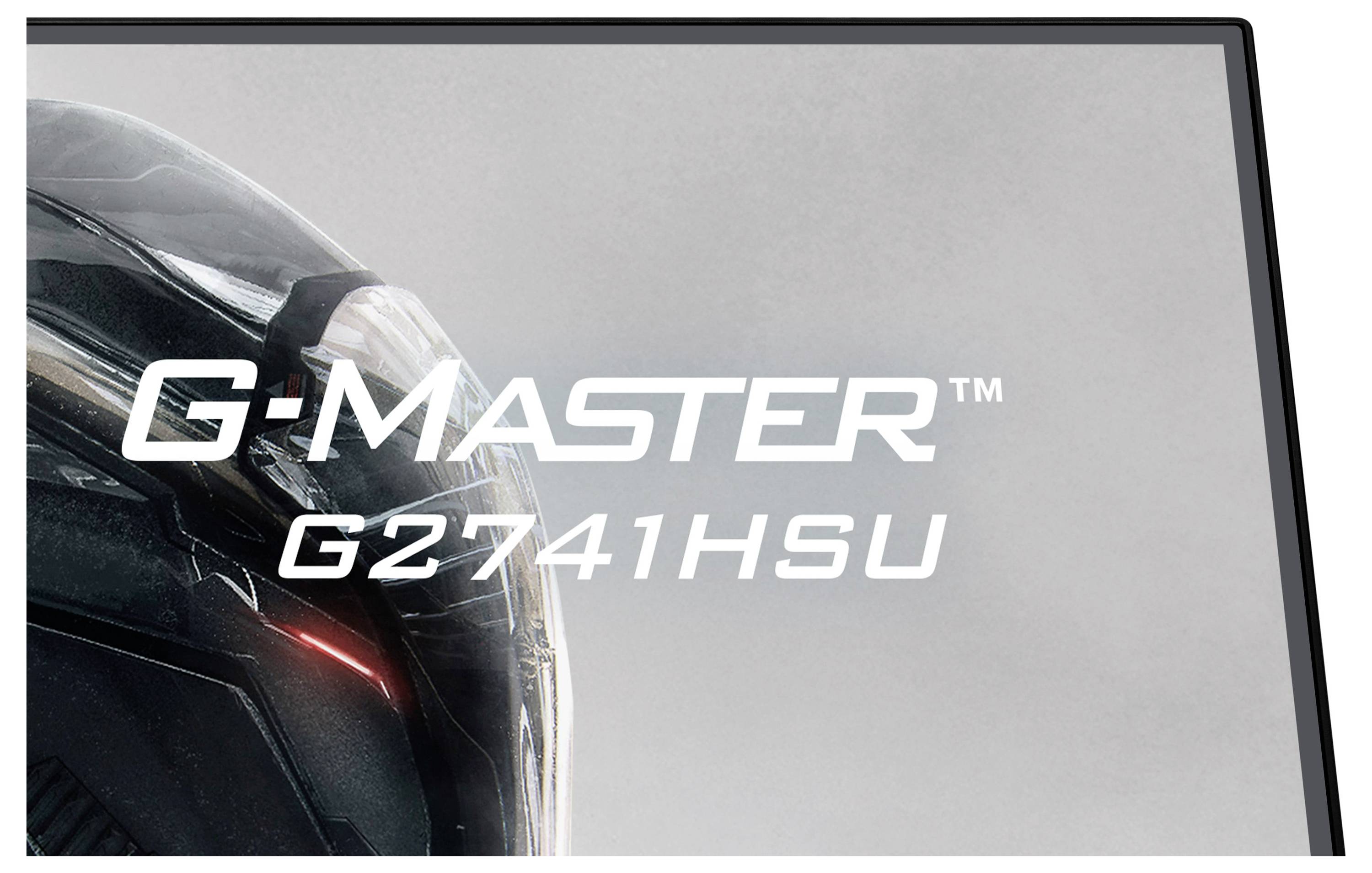 'G-Master G2741HSU' text na futuristickém pozadí designu helmy.